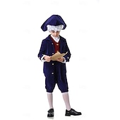  250th Anniversary USA Rococo Baroque Outfits Long Sleeves George Washington Alexander Hamilton Colonial Fancy Dress Boys' Carnival Independence Day 4th of July Kid's Coat Pants Collar