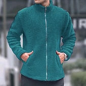 preiswerte Herrenjacken &amp; Herrenmäntel-Herren Wintermantel Teddymantel Freizeitjacke Lässig Täglich Thermowarm Tasche Vollreißverschluss Herbst Winter Einfach Streetwear Täglich Stehkragen Regulär Blau Schwarz Marineblau Braun Khaki Jacken