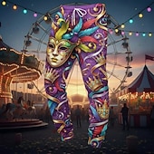 economico pantaloni della tuta stampati da uomo-Per uomo Pantaloni da tuta Joggers Pantaloni Coulisse Tasca Elastico in vita Grafico Comodità Traspirante Quotidiano All'aperto Carnevale Vacanza Moda Giallo Viola chiaro Micro-elastico