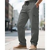 economico Pantaloni cargo-Per uomo Pantaloni Cargo Pantaloni Coulisse Elastico in vita Multi-tasche Tinta unica Antivento Comodità Quotidiano All'aperto Ferie Streetwear Elegante Nero Verde militare