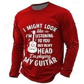 Homens Música Guitarra Gíria engraçada Camiseta Manga Longa Camiseta Impressão 3D Gola Redonda Camisa Moda Diário Básico Casual Diário Rua Azul Preto Vermelho Verão Primavera Roupa S M L XL XXL XXXL