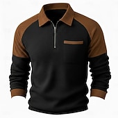 billige Vaffelstrikket T-skjorte-Herre Vaffel T-skjorte T skjorte Vaffel Henley-skjorte Langermet Polokrage Genser Quarter Zip Høst vinter Helfarge Fargeblokk Tradisjonell / vintage Fritid Lapper Fargeblokk Avslappet Hjem utendørs