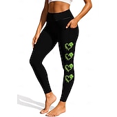  Saint Patrick Femmes leggings de pilates Pantalons de fitness Jambières de gymnastique Poches Droit de timbre Poches Latérales Pilates Salle de sport Entraînement en salle Collants Leggings Bas