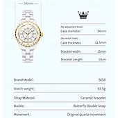 billiga Kvartsklockor-Den nya Olevs mors dags present för damens mode och högklassig klocka med lysande visare och digital visning vit keramik koreansk version student kvartsur avslappnad vattentålig armbandsur