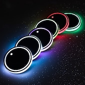 billiga Hängen och dekor till bilen-LED neon mugghållare för bil - 7 färger växlande ljusplatta USB-laddningsbar lämplig för hemmafester och lysande dekoration i fordonsinredning.