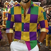 economico Camicia in Raso da Uomo-camicia di carnevale per uomo – vestito di carnevale viola verde oro