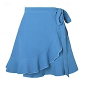 billige Skjørt-Dame Mote Fritid Mini Høy Midje Skjørt Ensfarget Drapering Mikroelastisk Daglig Gate Blå Ametyst Svart Rosa Sommer