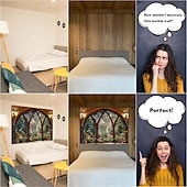 billige landskapsteppe-Fantasislottvindu-teppe med magisk skogsscene, stort eventyrmånemaleri til veggdekorasjon for soverom, sovesal og stue