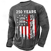  4η Ιουλίου 2026 250η Ημέρα Μνημοσύνου Ανδρικό 3D Εκτύπωση Στρογγυλή Λαιμόκοψη Μακρυμάνικο T-Shirt Καθημερινό