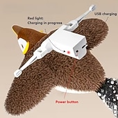 abordables Fournitures pour la maison-Jouet oiseau couineur rechargeable pour chats &amp;Chiens - jouet interactif pour animaux de compagnie, conçu avec des plumes artificielles résistantes, un effet sonore réaliste et rechargeable par USB.