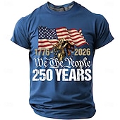  4 juli 2026 250:e minnesdagen mäns 3D tryck amerikansk flagga crew neck kort ärm t-shirt daglig street