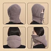 halpa lämmin ja lämmitetty kokoelma-3-in-1 pipo naisten talvineulepipo fleecevuorilla, korva- ja kasvosuojuksilla, kylmän sään pyöräilypipo, tuulenpitävä ja lämmin, kodikas pipo äideille