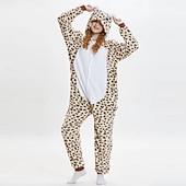 cheap Animal Costume-Kigurumi Pajamas Group Costume Onesie Costume Animal Leopard Warm Comfy Hooded Fleece Kid's Adults' Men's Women's Boys' Halloween Carnival Party Performance Homewear Dress Up