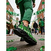  Мужские кроссовки ко Дню Святого Патрика – зеленые в клетку с клевером, идеально подходят для парадов и праздников.