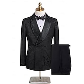 abordables Costumes de fête-Pour des hommes Smoking Costumes de fête Bal de promo mariage d'hiver Noir Blanche Printemps, Automne, Hiver, Été Costume / Tailleur Col châle Mode Fête Couleur Unie Coupe Slim 2 pièces Croisé 2