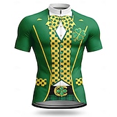  Jersey bărbați Sf. Patrick jersey pentru ciclism trifoi noveltă camisetas cu mânecă scurtă tricou de bicicletă top cu 3 buzunare posterioare rezistent la UV uscare rapidă cu buzunare fermoar frontal
