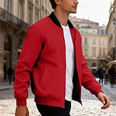 economico Giubbotti Casual-Per uomo Giacca Leggera Giubbotto bomber Giacca Casual Casuale Quotidiano Leggero Tasca Primavera Autunno Semplice Streetwear Elegante Colletto Mao Regolare Blu Nero Giallo Rosso Blu marino Giacca