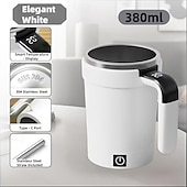 Недорогие Кухонная утварь и гаджеты-Чашка для размешивания кофе с USB-зарядкой, магнитным креплением, автоматическим механизмом, изготовлена из нержавеющей стали 304, герметична, устойчива к льду и теплу, подходит для питья и