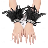 abordables Accesorios-Carnaval 2026 Accesorios de Samba del Carnaval de Río Puños de Plumas para Mujeres Puños de Lentejuelas Brillantes con Plumas de Varios Colores para Danza en Brasil