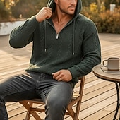 Χαμηλού Κόστους βασικά ανδρικά κουκούλα-Ανδρικά Ζακάρ Φούτερ πουλόβερ με κουκούλα και πουλόβερ Κουκούλα με φερμουάρ Quarter Σομόν Μαύρο Λευκό Πράσινο Ανοικτό Κρασί Με Κουκούλα Σκέτο Κουμπώσου Με Υφή Causal Καθημερινά Αθλήματα &amp; Ύπαιθρος
