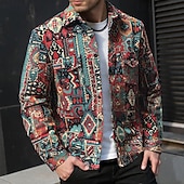 economico giacca camicia da uomo-Per uomo Camicia Camicia casual Giacca camicia Sopracamicia Rombo Quotidiano All'aperto Rosso Azzurro cielo Marrone Manica Lunga Collo ripiegato Primavera Autunno Abbigliamento Tasca