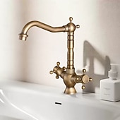 Недорогие Смесители для раковины в ванной-Ванная раковина кран - Вращающийся Хром Внешнее крепление Две ручки одно отверстиеBath Taps