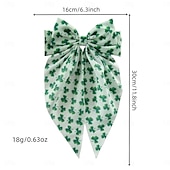 Χαμηλού Κόστους αξεσουάρ-Γυναικείο σετ 3 κλιπ μαλλιών με φιόγκο τριφύλλι για την ημέρα του Αγίου Πατρικίου, oversized ιρλανδέζικες πράσινες κορδέλες, εορταστικά αξεσουάρ μαλλιών με τριφύλλι για γυναίκες &amp;κορίτσια, ιδανικά για