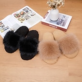 preiswerte Startseite Hausschuhe-Plush Winter Slippers for Women Indoor Home Warm Furry Slide Slippers Non Slip Comfortable Cozy House Slippers Soft Warm Footwear for Bedroom Living Room