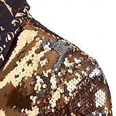 お買い得  トップス-ディスコ 1980年代 テールコート プラスサイズ 長袖 ディスコ スパンコール 仮装 男性用 カーニバルコスチューム マスカレード クラブ プライドパレード プライド月間 成人 コート オールシーズン