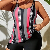 economico Surfing Tankinis &amp; Bikinis-Per donna Costume da bagno 2 pezzi Costumi da bagno A righe Ultra Leggero (UL) Controllo addominale Elastico Senza Maniche Costume da Bagno Surf Snorkeling Estate