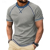 ieftine tricouri de bază-Bărbați Tricou Manșon scurt Stil Nautic Vară Primăvară Culoare solidă Elegant Neutru Zilnic Crewneck Casual Casă În aer liber Roșu Top tricou pentru bărbați