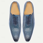 preiswerte Klassische Anzugschuhe-Blaue Herren-Schnürschuhe aus Leder mit Krokodilprägung – luxuriöse Schnürschuhe mit trendigem Design, ideal für Abendgarderobe, Partys und besondere Anlässe