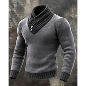 baratos suéter pulôver masculino-Homens Suéter Pulôver suéter Suéter de malha Estriado Tricotar Tops regulares Tricotado Côr Sólida Gola Alta Moda Roupa de rua Casual Roupa Diária Roupa Outono Outono &amp; inverno Preto Vermelho M L XL
