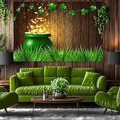 billiga Gobelänger-Saint Patrick's Day gobeläng Banderoller Filt Guldmynt Vitklöver söt stil Romantisk 3D Sovrum Vardagsrum Studentboende Tonårsrum Väggveranda Heminredning