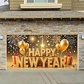 זול באנרים של гараז' ודלת-ראש השנה גוֹבּלֶן כיסוי דלת מוסך תלייה גדולה שנה טובה 2026 זיקוקין סגנון חמוד 3D מסיבה חוץ חג רקעים לצילום יארד עיצוב הבית