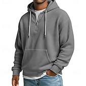 economico felpe con cappuccio da uomo di base-Per uomo Felpa con cappuccio Felpa con cappuccio a nido d'ape Blu Nero Verde chiaro Verde militare Viola Con Cappuccio Semplice Tasca a marsupio Sport &amp; Outdoor Casuale Quotidiano senza stampa