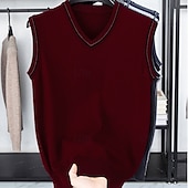 preiswerte Herren Pullover Weste-Herren Pullunder Kleid Pullover Pullover Weste Strickpullover Gerippt Stricken Normale Oberteile Gestrickt Einfach V Ausschnitt Mode Lässig Urlaub Alltagskleidung Bekleidung Herbst Winter Schwarz Rote