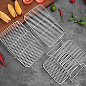 baratos Grills &amp; Outdoor Cooking-Grelha desidratadora multicamadas em aço inoxidável, acessórios para fritadeira a ar de 3 níveis, grelha removível para secagem e cozimento a vapor, ideal para assar e cozinhar em fritadeira a ar e