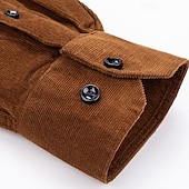 baratos Camisas casuais inteligentes masculinas-Homens Camisa Social camisa de botão Camiseta de Veludo Camisola Azul Amarelo Vermelho Azul Marinha Verde Manga Longa Tecido Lapela Casual Ao ar livre Bolso frontal Roupa Moda Roupa de rua Casual