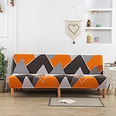 abordables Couverture du canapé Futon-Housse de canapé-lit extensible en tissu imprimé, disponible en 3 tailles différentes, housse de canapé sans accoudoirs, housse de banc élastique, protection décorative pour le Nouvel An, décoration