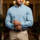 economico camicie casual da uomo-Per uomo Camicia popover Camicia Oxford Blu denim Nero Bianco Blu marino Blu scuro Manica Lunga Semplice Colletto italiano visibile Casuale All'aperto Tasca Abbigliamento Neutro Moda Quotidiano Casual