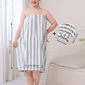 ieftine Pătură purtabilă-Set rochie fără bretele cu imprimeu floral și căciulă de baie pentru femei, prosop de baie moale și absorbant, halat de baie de vară și cască pentru uscarea părului, articole esențiale confortabile