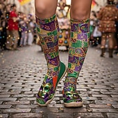 economico Scarpe da donna-Scarpe Slip-On in Tela con Stampa di Maschere da Carnevale da Donna per Mardi Gras - Calzature Festive e Leggere con Vestibilità Larga per Parate Celebrazioni in Strada Feste a Tema e Uscite Estive