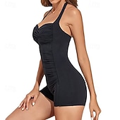 abordables Rash Guards de Una Pieza-Mujer Traje de baño Traje de baño de una pieza fruncido Trajes de baño Color sólido Cabestro Elástico Sin Mangas Bañadores Surf Playa Vocación Verano