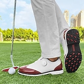 voordelige Heren Golf Schoenen-Heren golfschoenen – comfortabel wit en bordeauxrood design voor optimale prestaties en stijl op de golfbaan.