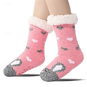 abordables refrigeración calefacción-Calcetines de cachemira ultra gruesos para mujer, calcetines de casa suaves y antideslizantes con agarre, calcetines navideños cálidos y acogedores, calcetines de invierno suaves e inherentes.