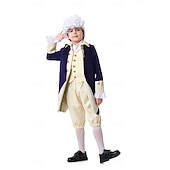  250th Anniversary USA Rococo Baroque Outfits Long Sleeves George Washington Alexander Hamilton Colonial Fancy Dress Boys' Carnival Independence Day 4th of July Kid's Coat Pants Collar