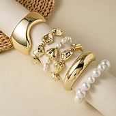 olcso Tánckiegészítők-Samba Kiegészítők Boho Arany Színű Rétegezhető Karkötők - Műgyöngyök Széles Karperecek és Geometrikus Charm Bangle Nőknek Előadás Jelmez