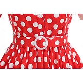 preiswerte Kleider-1950er Retro Vintage Rockabilly Knielang Swing-Kleid Ausgestelltes Kleid Kurze Ärmel Tupfen Tailliert und ausgestellt Kostüm Mädchen Karneval Valentinstag Lässig Heimkehr Retro-Mottoparty Kinder Kleid
