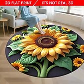 ieftine Covorase de zonă-Covor de zonă cu imprimeu plat 2D, seria floarea-soarelui, covor din catifea cristalină pentru sufragerie, canapea, masă de cafea, dormitor, noptieră, dressing, husă decorativă moale pentru podea
